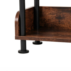 English Elm 5-Tier Industrial Bookcase Rustic Brown MDF Shelving with Black Metal Frame for Home Office W3101P574173