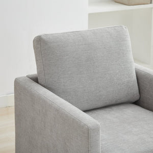 English Elm 30.7"w Square Chenille Swivel Accent Chair Weathered Wood Base Cozy Living Room Seating Light Gray W3118P439414