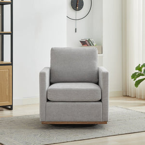 English Elm 30.7"w Square Chenille Swivel Accent Chair Weathered Wood Base Cozy Living Room Seating Light Gray W3118P439414