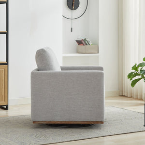 English Elm 30.7"w Square Chenille Swivel Accent Chair Weathered Wood Base Cozy Living Room Seating Light Gray W3118P439414