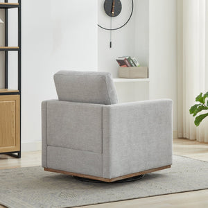 English Elm 30.7"w Square Chenille Swivel Accent Chair Weathered Wood Base Cozy Living Room Seating Light Gray W3118P439414