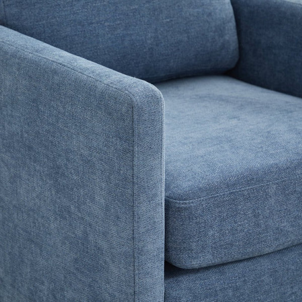 English Elm 30.7"w Square Chenille Swivel Accent Chair Weathered Wood Base Cozy Living Room Seating Blue W3118P439415
