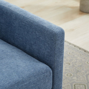 English Elm 30.7"w Square Chenille Swivel Accent Chair Weathered Wood Base Cozy Living Room Seating Blue W3118P439415