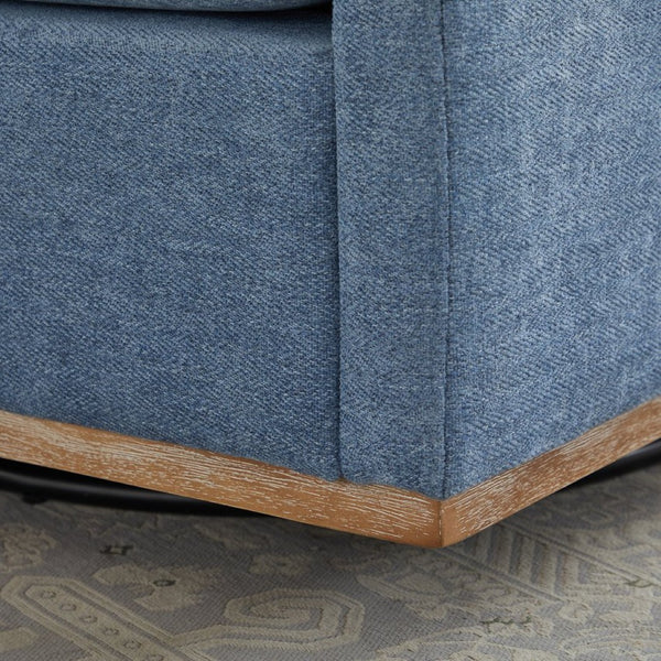 English Elm 30.7"w Square Chenille Swivel Accent Chair Weathered Wood Base Cozy Living Room Seating Blue W3118P439415