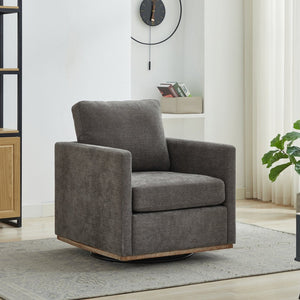 English Elm 30.7"w Square Chenille Swivel Accent Chair Weathered Wood Base Cozy Living Room Seating Charcoal W3118P439416