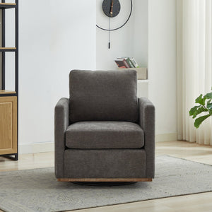English Elm 30.7"w Square Chenille Swivel Accent Chair Weathered Wood Base Cozy Living Room Seating Charcoal W3118P439416
