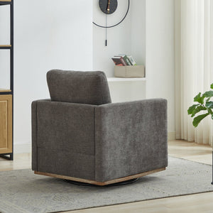 English Elm 30.7"w Square Chenille Swivel Accent Chair Weathered Wood Base Cozy Living Room Seating Charcoal W3118P439416