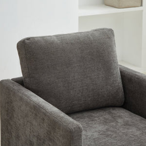 English Elm 30.7"w Square Chenille Swivel Accent Chair Weathered Wood Base Cozy Living Room Seating Charcoal W3118P439416