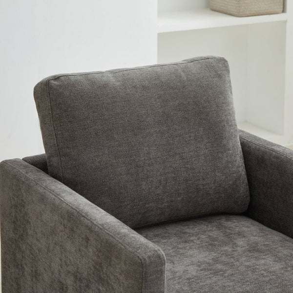 English Elm 30.7"w Square Chenille Swivel Accent Chair Weathered Wood Base Cozy Living Room Seating Charcoal W3118P439416