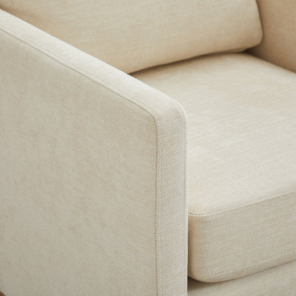 English Elm 30.7"w Square Chenille Swivel Accent Chair Weathered Wood Base Cozy Living Room Seating Beige W3118P439417