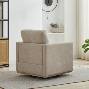 English Elm 30.7"w Square Chenille Swivel Accent Chair Weathered Wood Base Cozy Living Room Seating Taupe W3118P439418