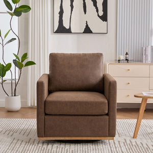 English Elm 30.7"w Pu Leather Swivel Club Chair with Pocket Spring Cushion for Modern Living Spaces W3118P439419