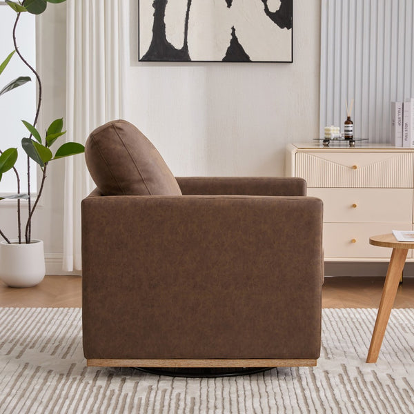 English Elm 30.7"w Pu Leather Swivel Club Chair with Pocket Spring Cushion for Modern Living Spaces W3118P439419