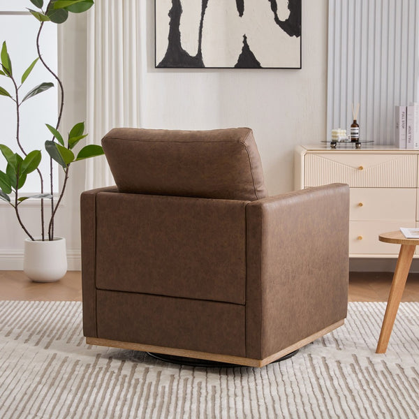 English Elm 30.7"w Pu Leather Swivel Club Chair with Pocket Spring Cushion for Modern Living Spaces W3118P439419