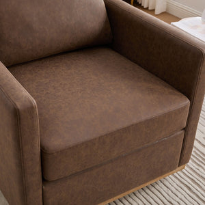 English Elm 30.7"w Pu Leather Swivel Club Chair with Pocket Spring Cushion for Modern Living Spaces W3118P439419