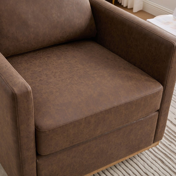 English Elm 30.7"w Pu Leather Swivel Club Chair with Pocket Spring Cushion for Modern Living Spaces W3118P439419