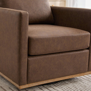 English Elm 30.7"w Pu Leather Swivel Club Chair with Pocket Spring Cushion for Modern Living Spaces W3118P439419