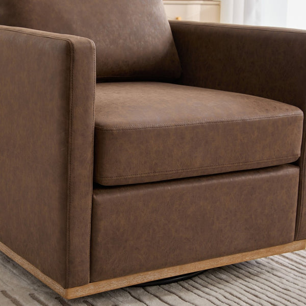 English Elm 30.7"w Pu Leather Swivel Club Chair with Pocket Spring Cushion for Modern Living Spaces W3118P439419