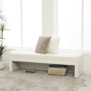 English Elm 66.9" Oversized Boucle Upholstered Bench with Sled Base for Bedroom or Entryway W3118P453439