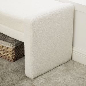 English Elm 66.9" Oversized Boucle Upholstered Bench with Sled Base for Bedroom or Entryway W3118P453439