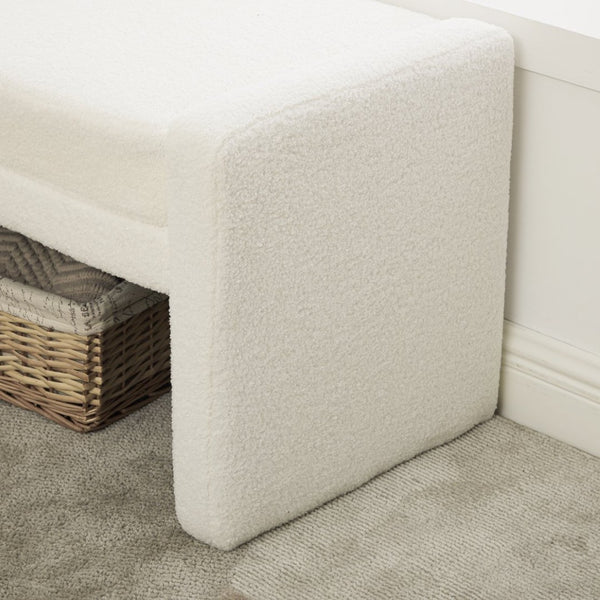 English Elm 66.9" Oversized Boucle Upholstered Bench with Sled Base for Bedroom or Entryway W3118P453439