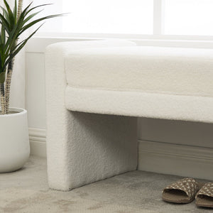 English Elm 66.9" Oversized Boucle Upholstered Bench with Sled Base for Bedroom or Entryway W3118P453439