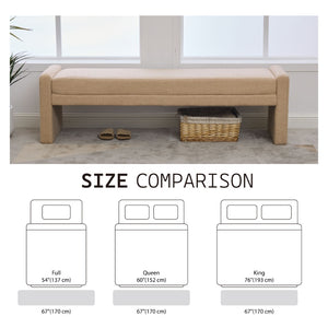 English Elm 66.9" Oversized Boucle Upholstered Bench with Sled Base for Bedroom or Entryway Wheat W3118P453440