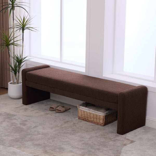 English Elm 66.9" Oversized Boucle Upholstered Bench with Sled Base for Bedroom or Entryway Coffee W3118P453441