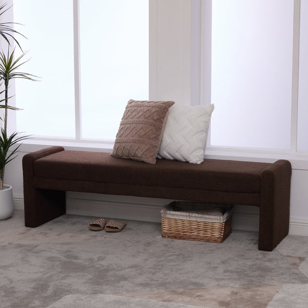 English Elm 66.9" Oversized Boucle Upholstered Bench with Sled Base for Bedroom or Entryway Coffee W3118P453441