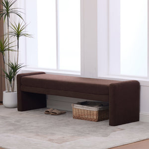 English Elm 66.9" Oversized Boucle Upholstered Bench with Sled Base for Bedroom or Entryway Coffee W3118P453441