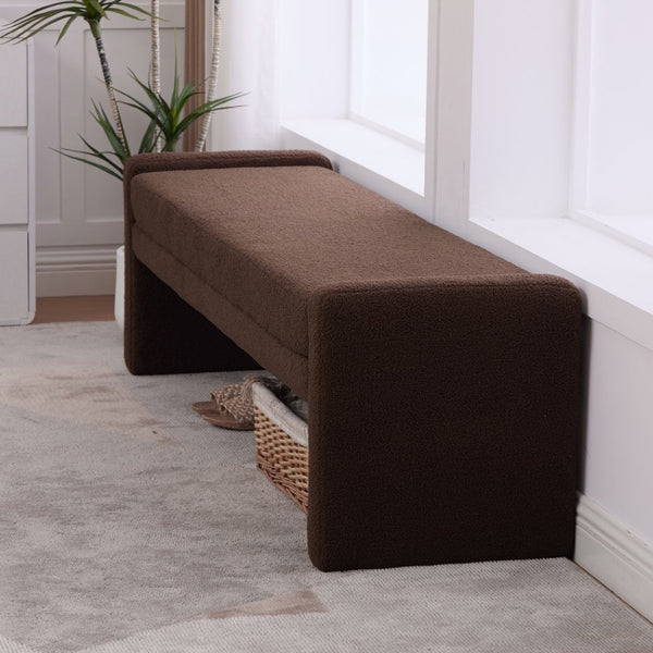 English Elm 66.9" Oversized Boucle Upholstered Bench with Sled Base for Bedroom or Entryway Coffee W3118P453441