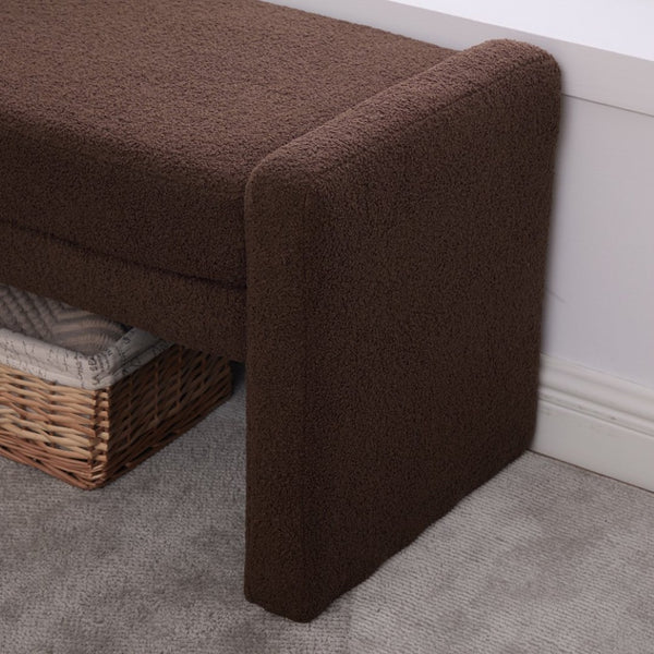 English Elm 66.9" Oversized Boucle Upholstered Bench with Sled Base for Bedroom or Entryway Coffee W3118P453441