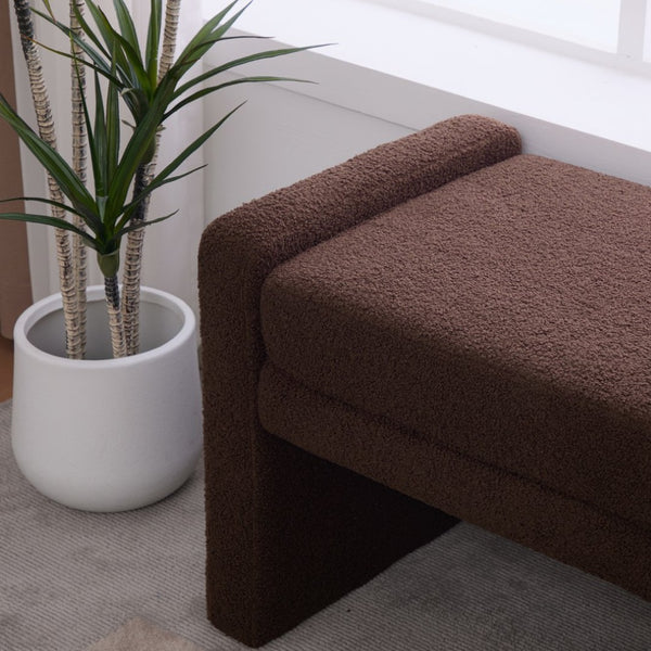 English Elm 66.9" Oversized Boucle Upholstered Bench with Sled Base for Bedroom or Entryway Coffee W3118P453441