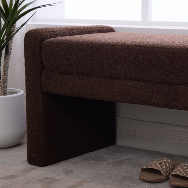 English Elm 66.9" Oversized Boucle Upholstered Bench with Sled Base for Bedroom or Entryway Coffee W3118P453441