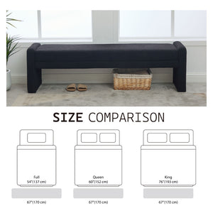 English Elm 66.9" Oversized Boucle Upholstered Bench with Sled Base for Bedroom or Entryway Black W3118P453442