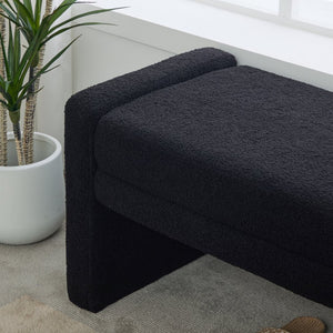 English Elm 66.9" Oversized Boucle Upholstered Bench with Sled Base for Bedroom or Entryway Black W3118P453442