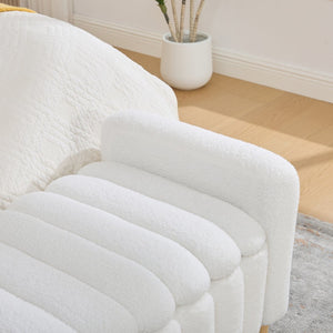 English Elm 63.4"w Wave Tufted Teddy Upholstered Flip Top Storage Bench with Armrests for Bedroom Ivory W3118P453443