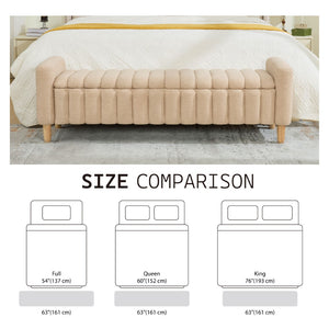 English Elm 63.4"w Wave Tufted Teddy Upholstered Flip Top Storage Bench with Armrests for Bedroom Wheat W3118P453444