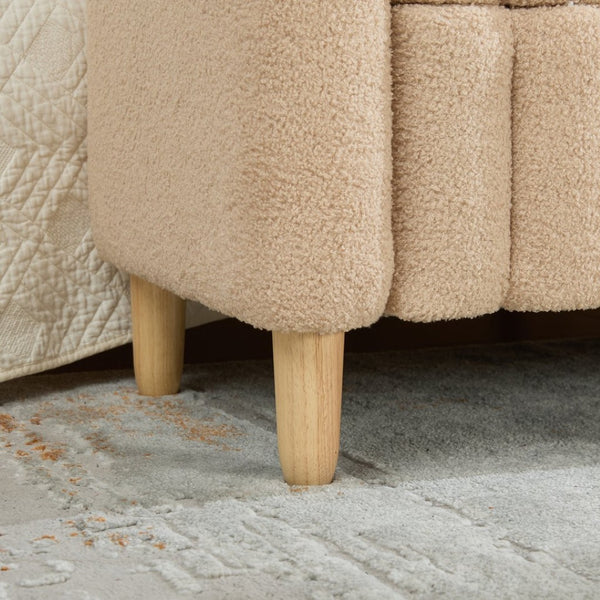 English Elm 63.4"w Wave Tufted Teddy Upholstered Flip Top Storage Bench with Armrests for Bedroom Wheat W3118P453444