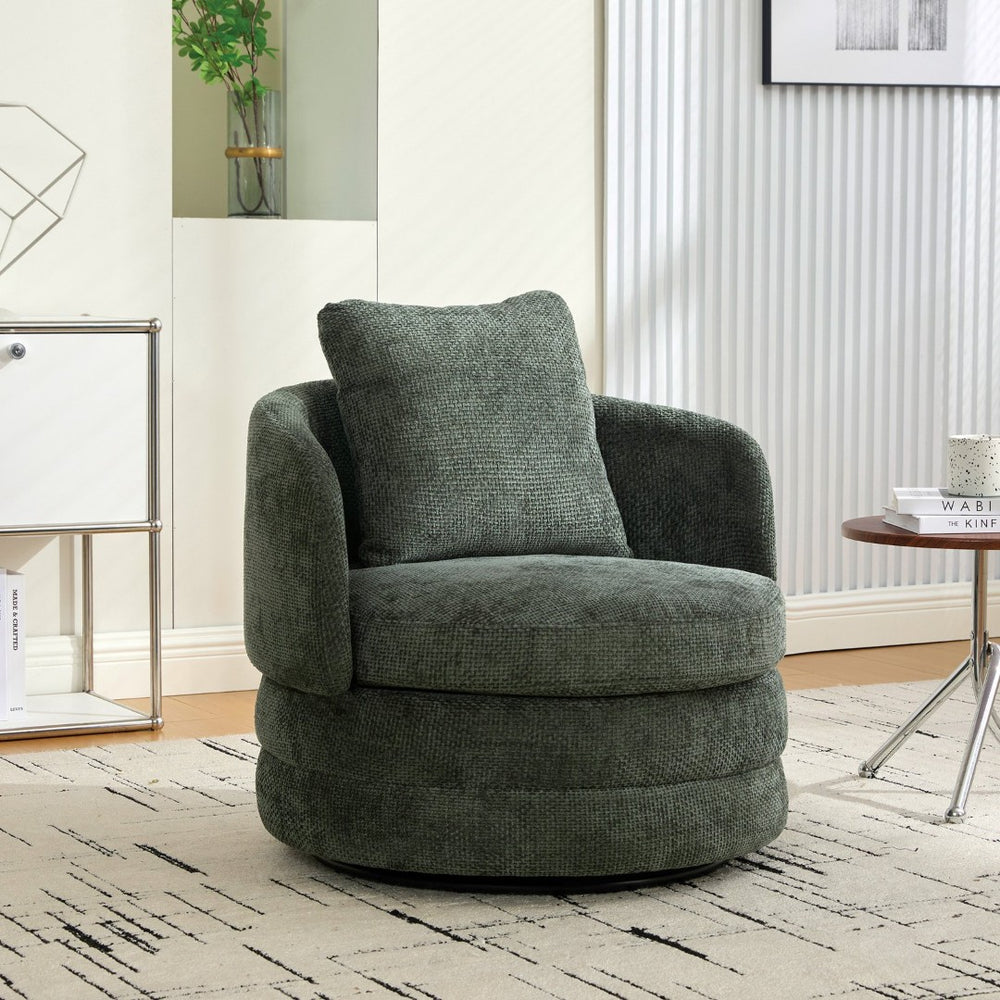 English Elm 30"w Chenille Barrel Swivel Accent Chair with Pillow for Living Room Reading Nook W3118P462480