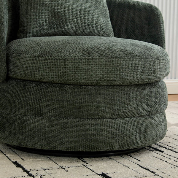 English Elm 30"w Chenille Barrel Swivel Accent Chair with Pillow for Living Room Reading Nook W3118P462480