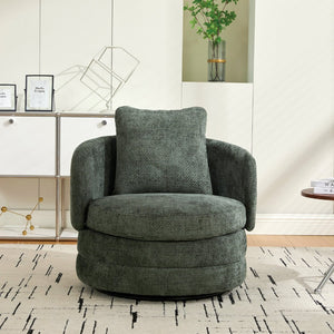English Elm 30"w Chenille Barrel Swivel Accent Chair with Pillow for Living Room Reading Nook W3118P462480