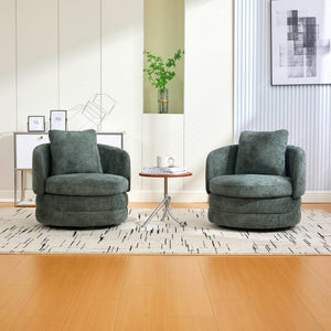 English Elm 30"w Chenille Barrel Swivel Accent Chair with Pillow for Living Room Reading Nook W3118P462480