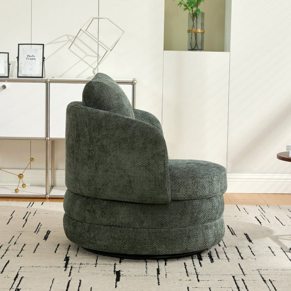 English Elm 30"w Chenille Barrel Swivel Accent Chair with Pillow for Living Room Reading Nook W3118P462480