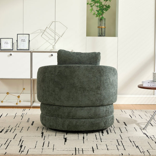 English Elm 30"w Chenille Barrel Swivel Accent Chair with Pillow for Living Room Reading Nook W3118P462480