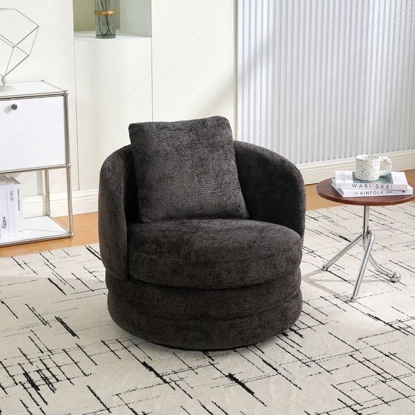 English Elm 30"w Swivel Barrel Accent Chair Chenille Upholstered Round Club Seat for Living Room W3118P462481