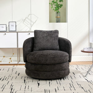 English Elm 30"w Swivel Barrel Accent Chair Chenille Upholstered Round Club Seat for Living Room W3118P462481