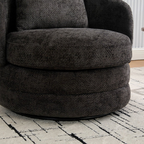 English Elm 30"w Swivel Barrel Accent Chair Chenille Upholstered Round Club Seat for Living Room W3118P462481