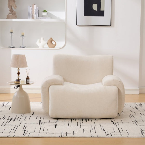 English Elm 43 Inch Oversized Chenille Accent Chair Deep Seat Foam Lounge for Living Room or Bedroom Beige W3118P466888