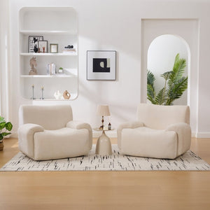 English Elm 43 Inch Oversized Chenille Accent Chair Deep Seat Foam Lounge for Living Room or Bedroom Beige W3118P466888